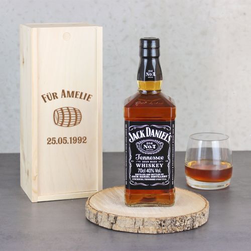 Jack Daniel´s Whiskey in personalisierbarer Holzkiste